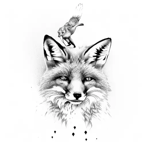 Fox Playing With Bird