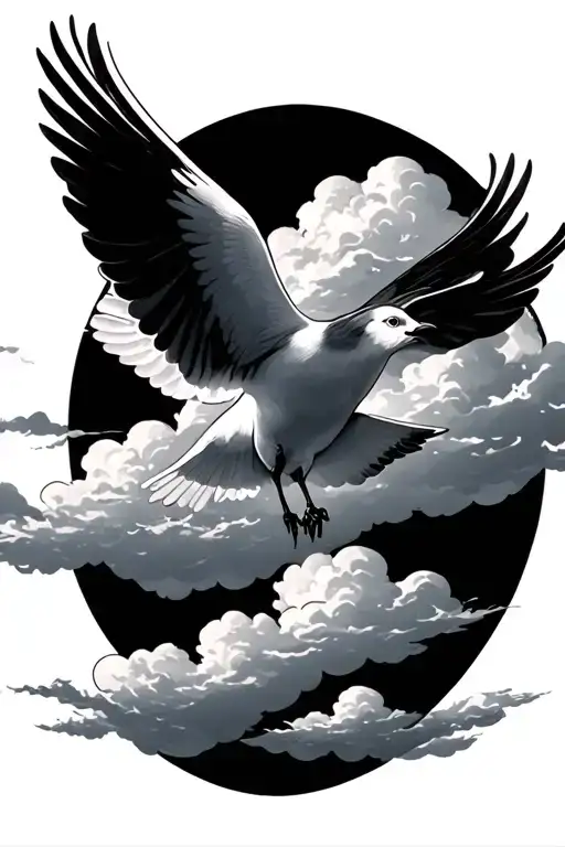 Clouds And Dove Flying