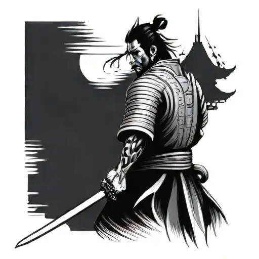 Minimalist Full Arm Samurai And Japanese Tattoo Design
