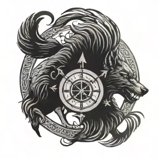 Fenrir And Vegvisir Viking Compass