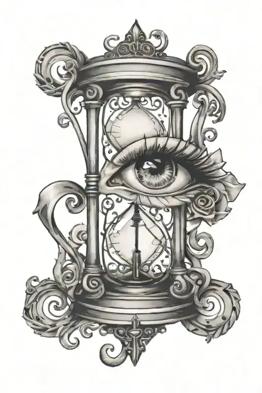 Hour Glass Filled Eye Surrounded My Music Notes