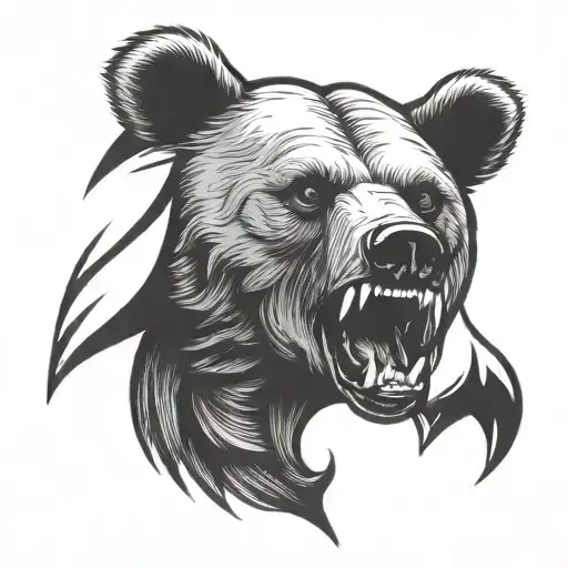 Bear Face With Open Jaw