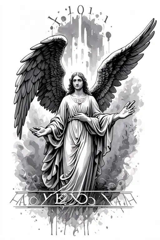 Angels With Handprints With Name In Between Roman Numerals On Bottom