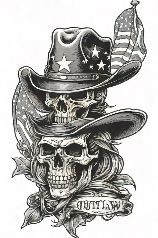 Western Cowboy American Flag Outlaw Skull