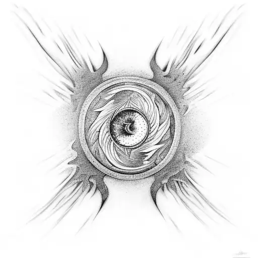 Yin And Yang With Water And Fire