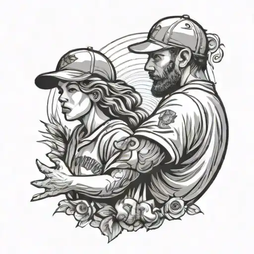 Baseball Husband And Wife Holding Hands
