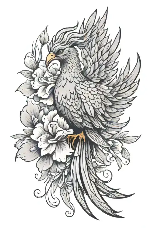 Simple Phoenix With Carnation Flower Behind It