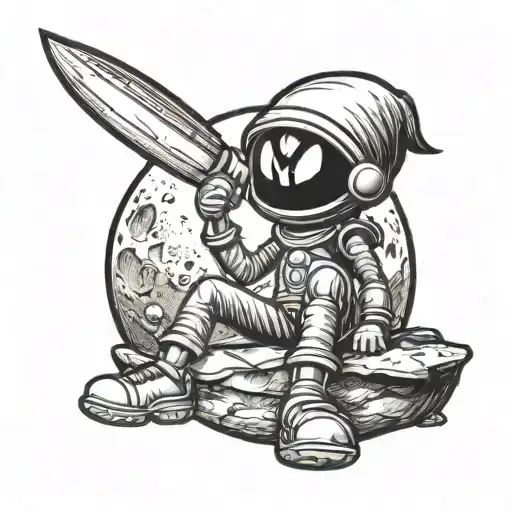 Marvin The Martian Sitting On The Moon