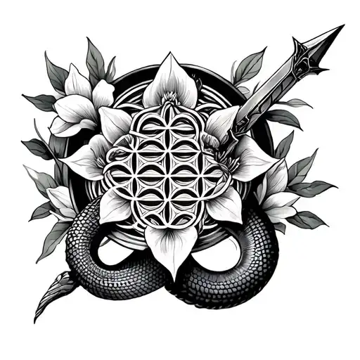 Dagger Snake And Flower Of Life