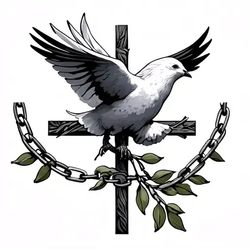Dove And Olive Branch With Cross Chain Wrapped