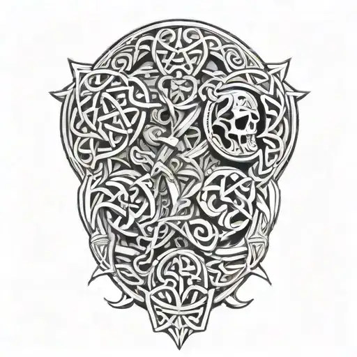 Battle Scene With Celtic Symbols Intertwined