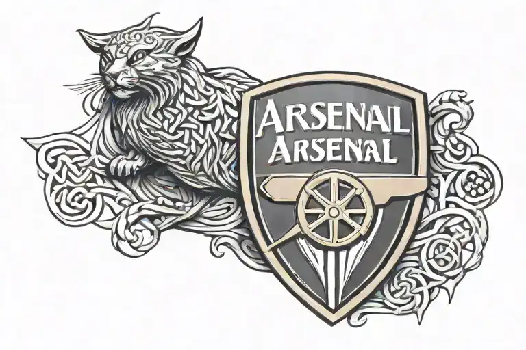 Realistic Arsenal Fc Crest Incorporated Into The Design Incorporating Celtic Symbols