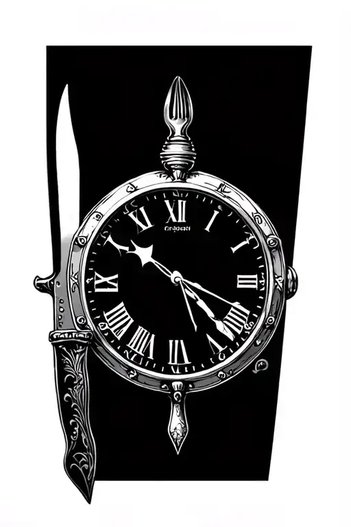 Clock And Knife And Fork Crossed