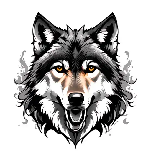 Trible Tattoo With Wolf Full Arm