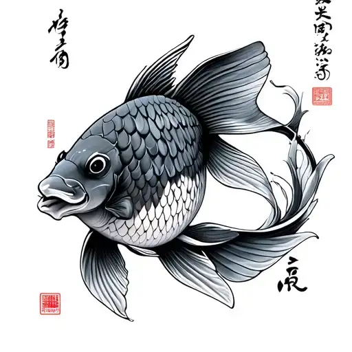 Koi Fish With Japanese Characters And Meaning Is Perseverance