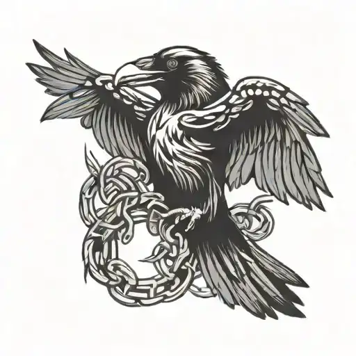 Raven Flying Broken Chain