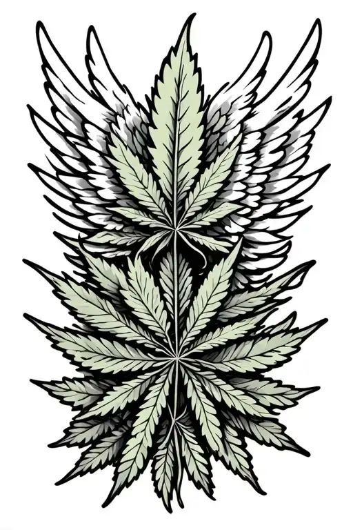 Weed Leaf And Angel Wings