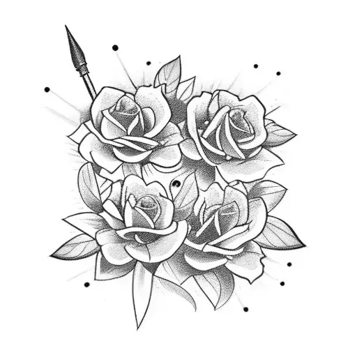 Bow And Arrow With Flowers Center Chest