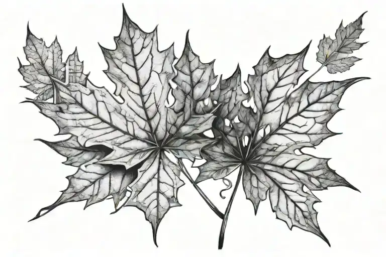 Maple Leaf Turning Into City Skyline