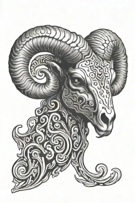 Tribal Aries Ram Skull