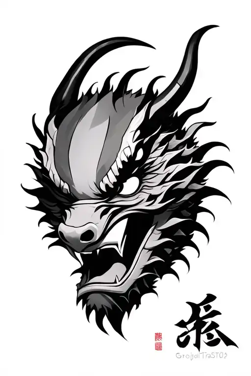 Oni Maske W Japanes Dragon Wrapped