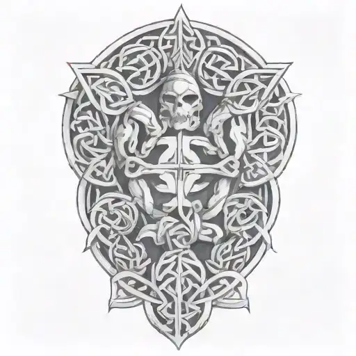 Battle Scene With Celtic Symbols Intertwined