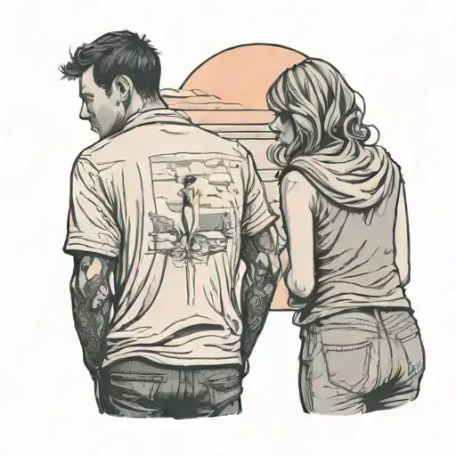 Guy And Girl Facing Away Too A Sunset