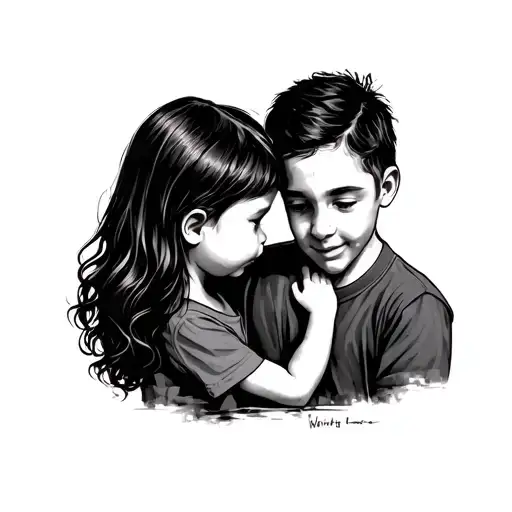 Child Missing Father Minimal Tattoo Design