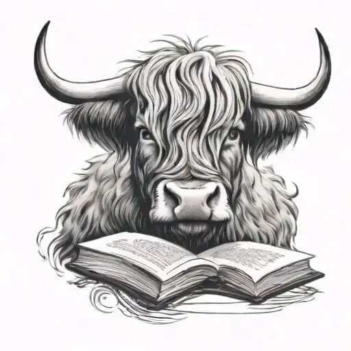 Highland Cow With Book