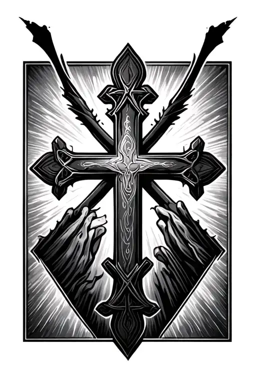 Christian Cross With Holy Trinity Triangle Where The Cross Intersects