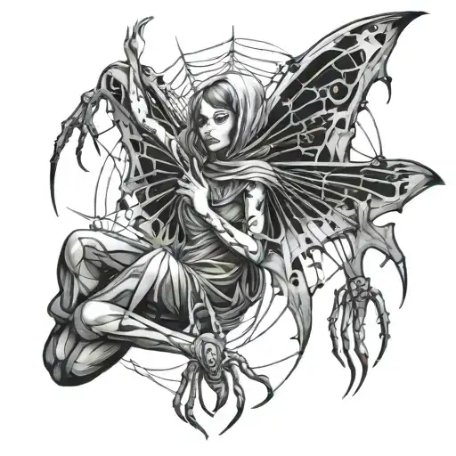 Fairy Wrapped Upside Down By A Spiders Web