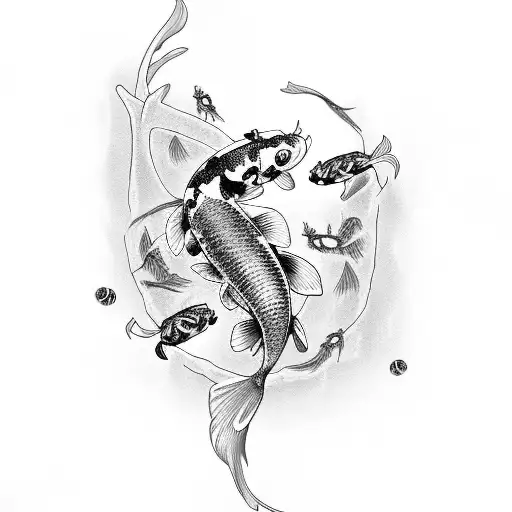 Koi Fish With Spiders