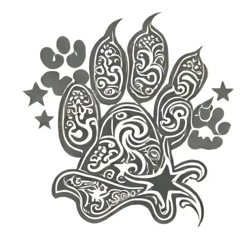 Tribal Dog Paw With Three Stars