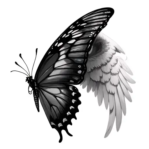 Half Angel Wing Half Butterfly