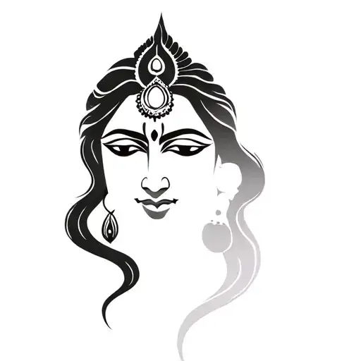 Shiva Parvathi Half Black Tattoo Design