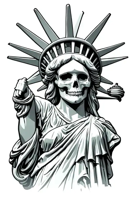 Statue Of Liberty With A Skull Face