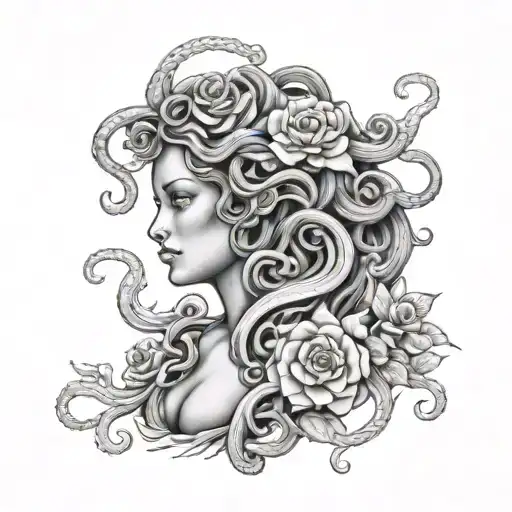 Medusa Half Sleeve With Flowers
