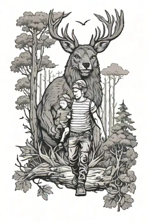 Dad Son Woods Surrounded