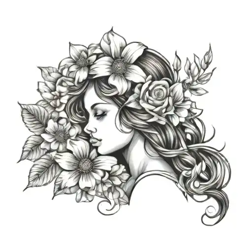 Flowers And Little Girl