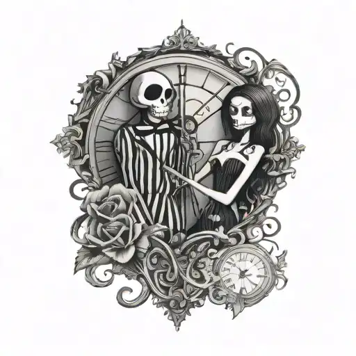 Roman Numeral Clock With Jack N Sally Couples