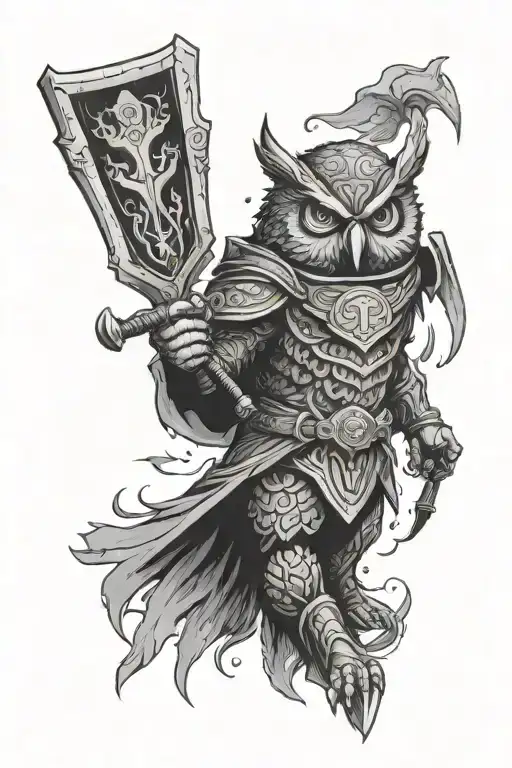 Human Owl Warrior Wielding Axe