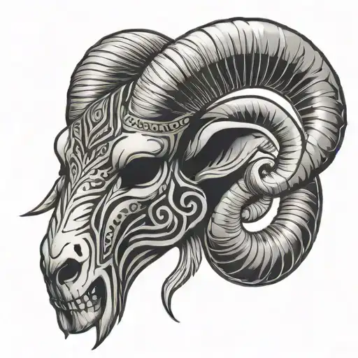 Simple Tribal Ram Skull