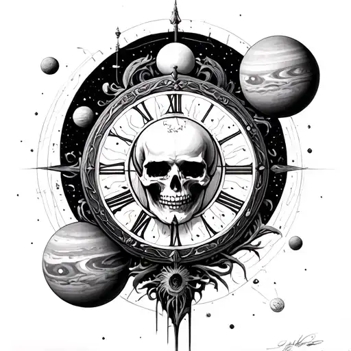 Veghvezir Skull Clock Also Vinci Cosmos With Planets