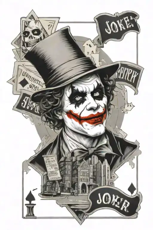 New York City With Street Signs And The Joker Playing Card