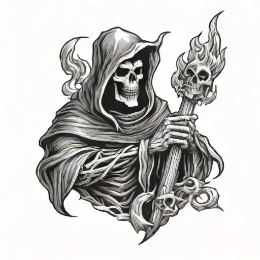 Reaper Holding Fire Poker Cards
