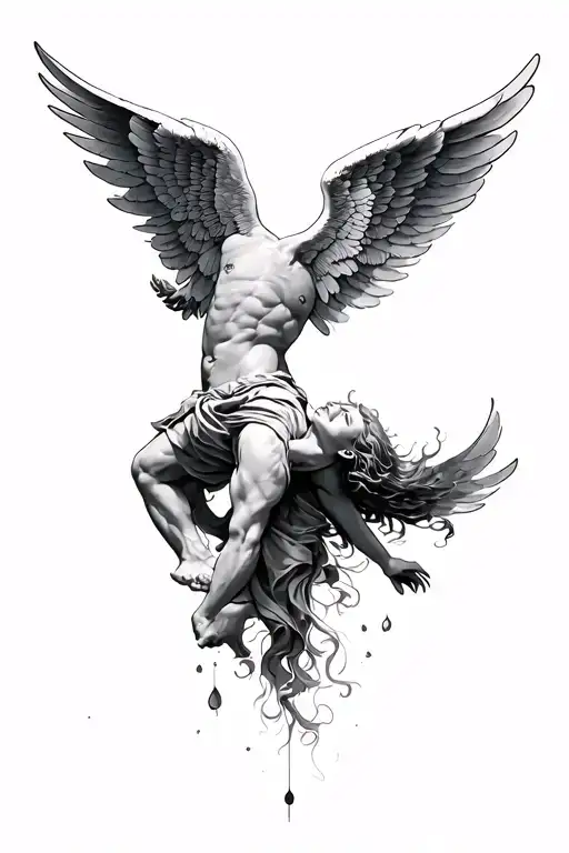 Realism Falling Icarus With Wings
