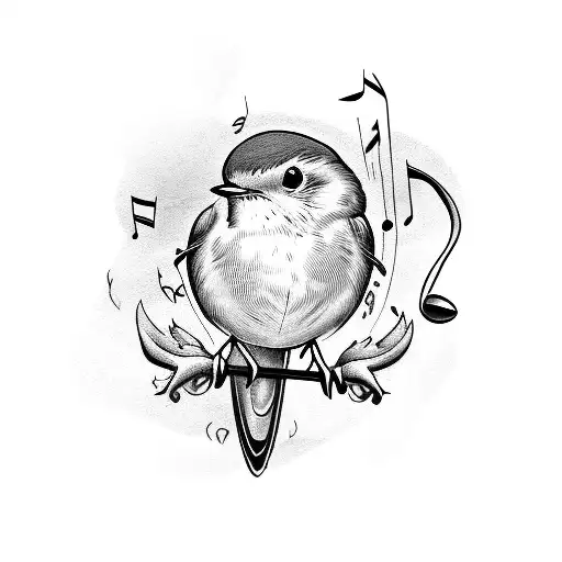 Robin With Music Notes
