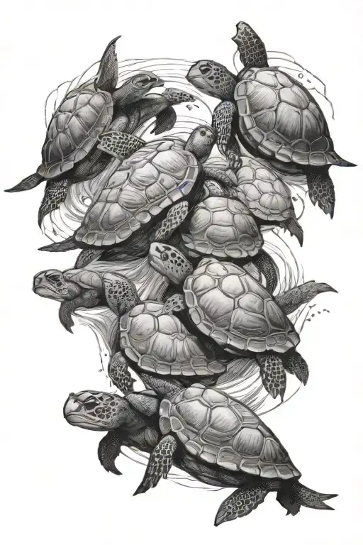 Women Being Surrounded Bu Turtles In The Ocean