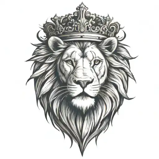 Lion Portrait With A Crown Of Thorns Wrapped Around His Head