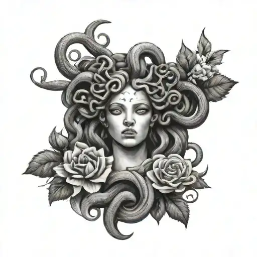 Medusa Half Sleeve With Flowers